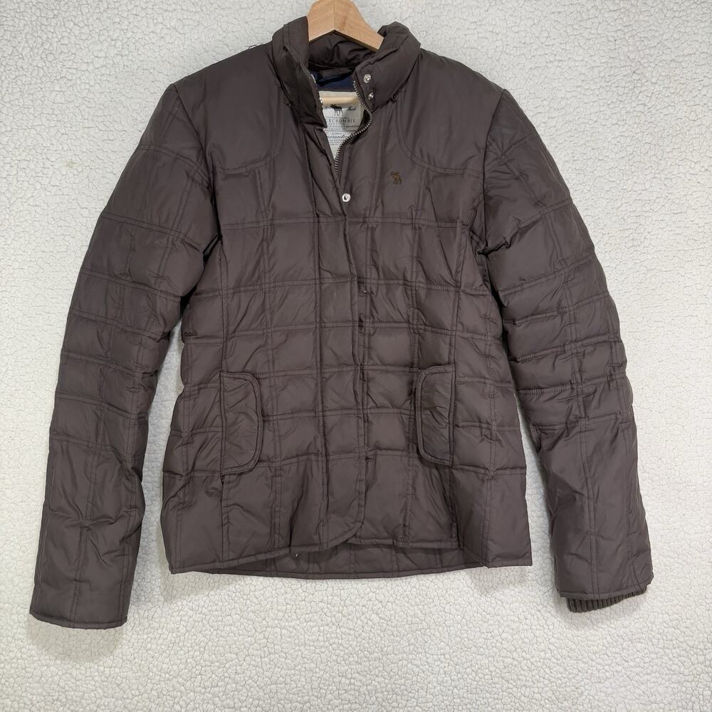 Vintage Abercrombie & Fitch Jacket Womens Large Brown Puffer Down Filled y2k 90s